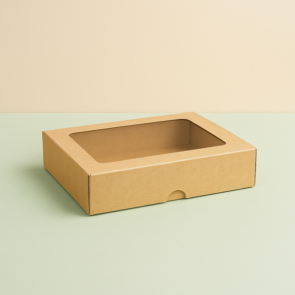 Small Kraft Biscuit Box with Window (Approx. 24 x 15.5 x 5cm)