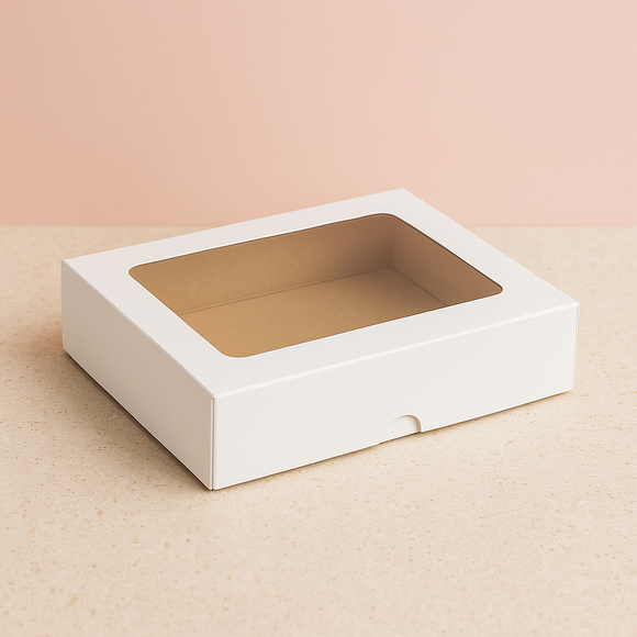 Small White Biscuit Box with Window (Approx. 24 x 15.5 x 5cm)