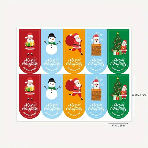 Christmas Stickers (6.5cm x 3cm) 10pcs