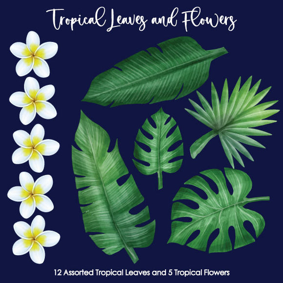 Tropical Leaves & Flowers 10pcs