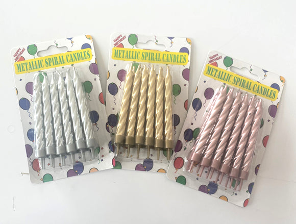 Metallic spiral candles 12's