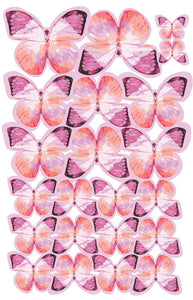 Fluttery Butterflies Pink 22pcs