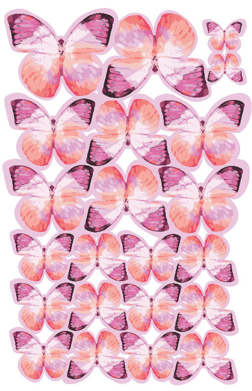 Fluttery Butterflies Pink 22pcs