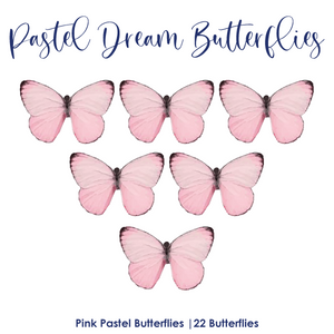 Pastel Dream Butterflies Pink 22pcs