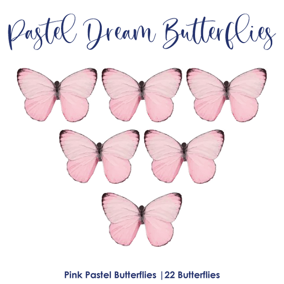 Pastel Dream Butterflies Pink 22pcs