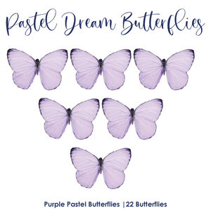 Pastel Dream Butterflies Purple 22pcs