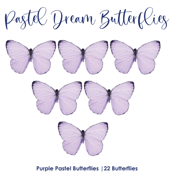Pastel Dream Butterflies Purple 22pcs