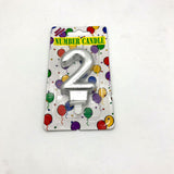 Number Candle Metallic 7cm Silver