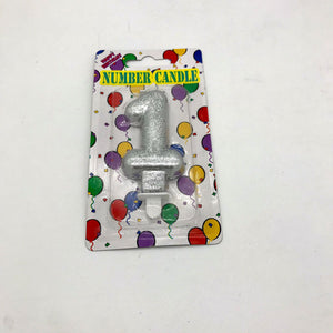 Silver Number Candle Metallic 7cm