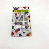Silver Number Candle Metallic 7cm