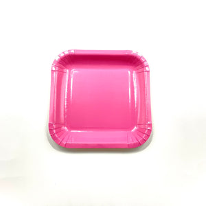 Pink 9" Square Paper Plates 10pcs
