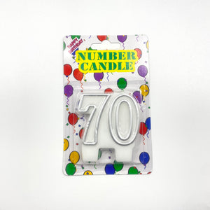 Silver 70 Twin Number Candle