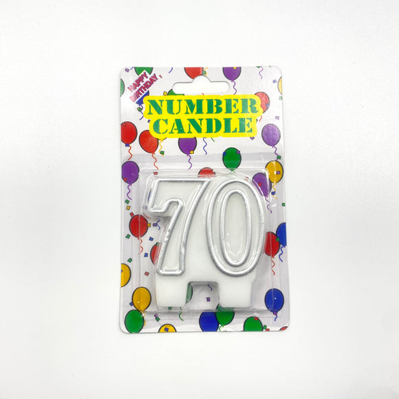 Silver 70 Twin Number Candle