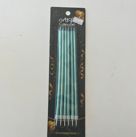 Blue Metallic XLong Birthday Candles 18cm