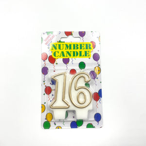 Gold 16 Twin Number Candle