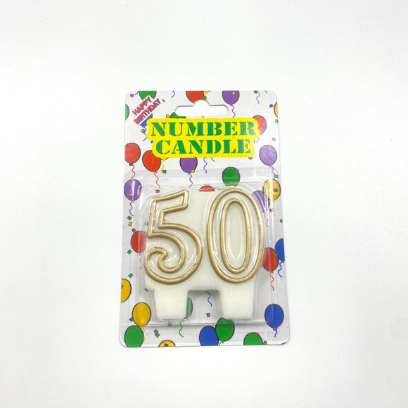 Gold 50 Twin Number Candle