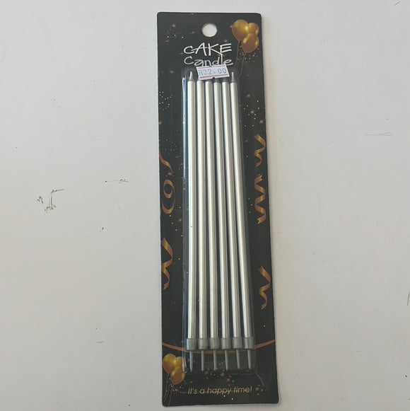 Silver Metallic XLong Birthday Candles 18cm