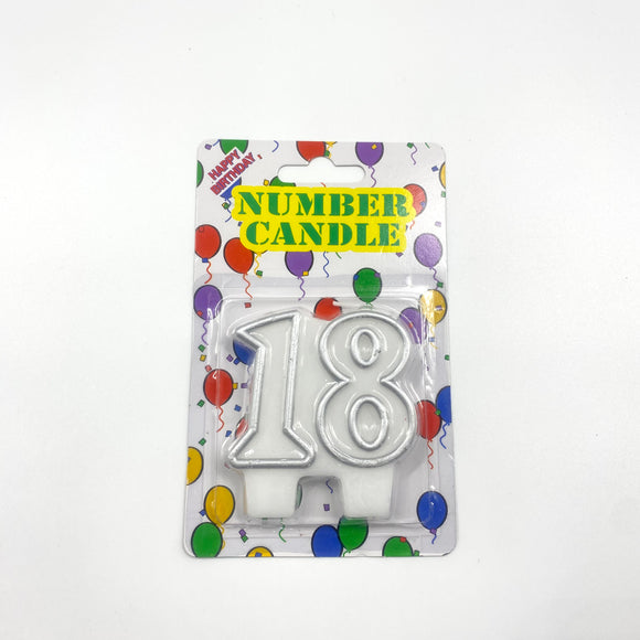 Silver 18 Twin Number Candle