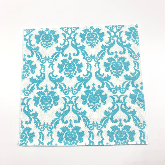 Blue & White Embossed Pattern Serviettes 20's