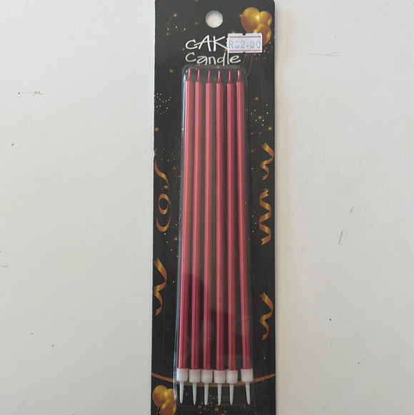 Red Metallic XLong Birthday Candles 18cm