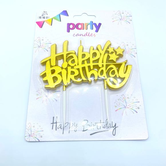 Yellow Gold Metallic Happy Birthday Candle