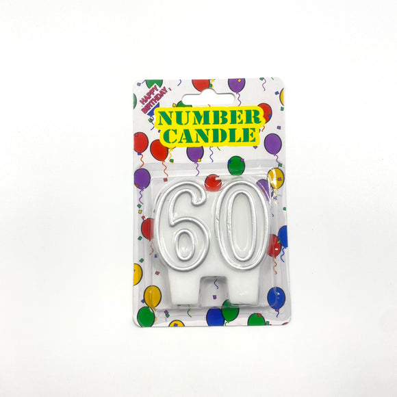 Silver 60 Twin Number Candle