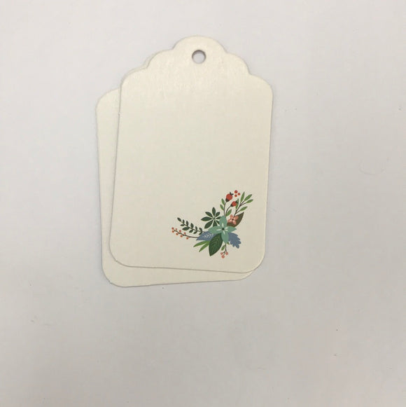 Gift Tags Floral White 12 pcs