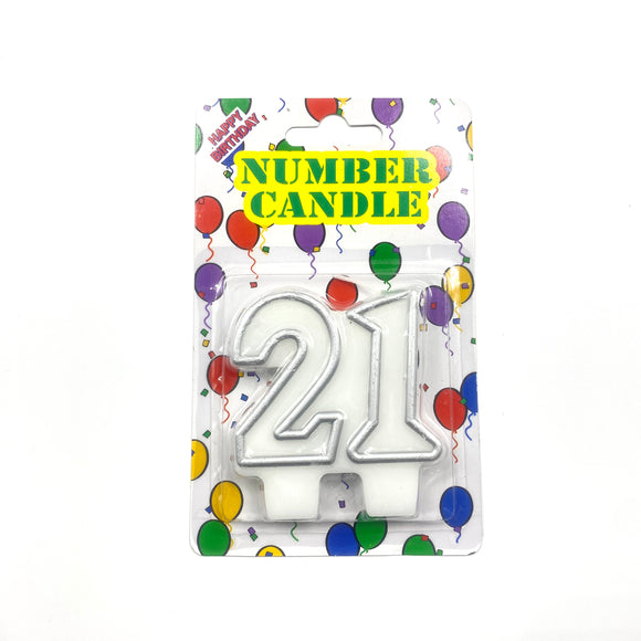 Silver 21 Twin Number Candle