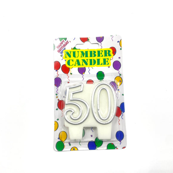 Silver 50 Twin Number Candle