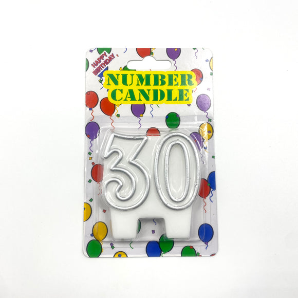 Silver 30 Twin Number Candle