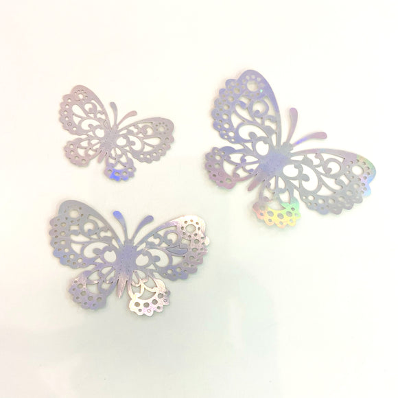 3D Butterfly Decoration -Silver 12pcs Non Edible